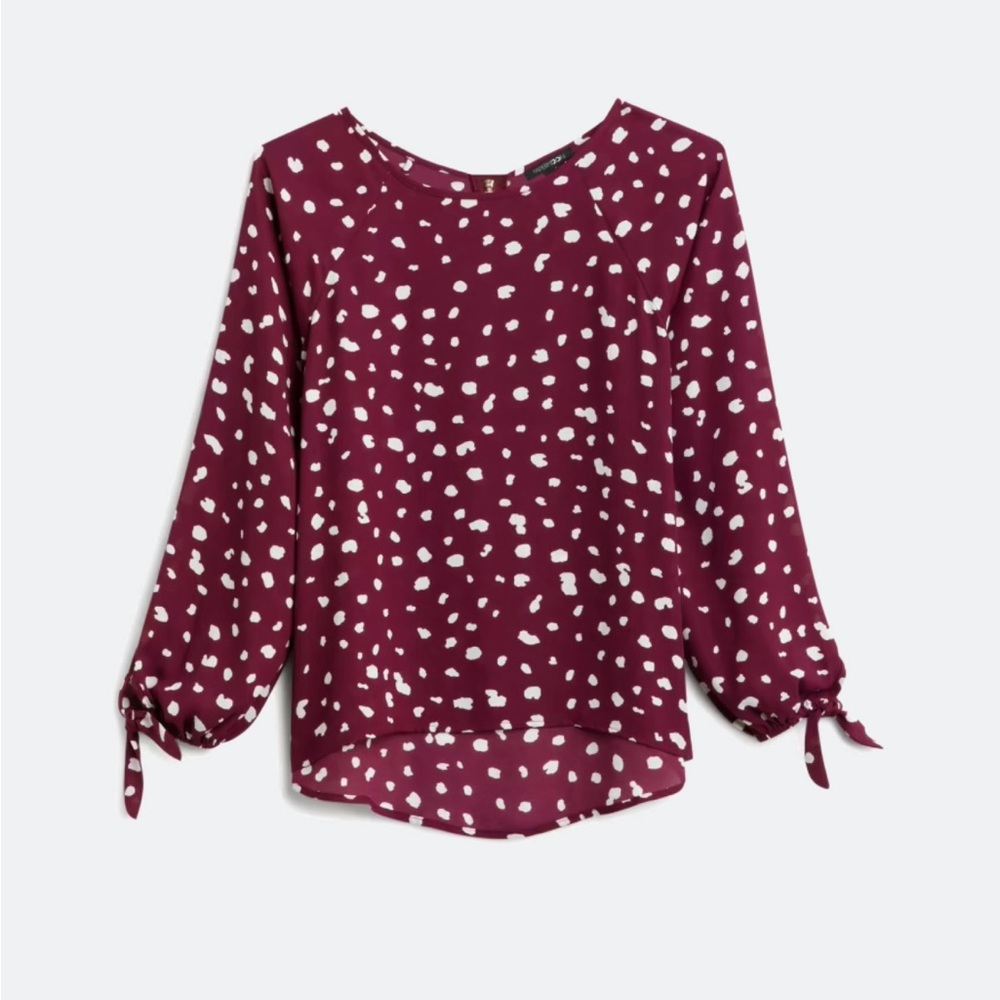 Polka Dot Blouse with Tie Sleeves